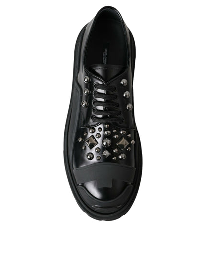 Dolce &amp; Gabbana Chaussures de baskets de trekking cloutées en cuir noir