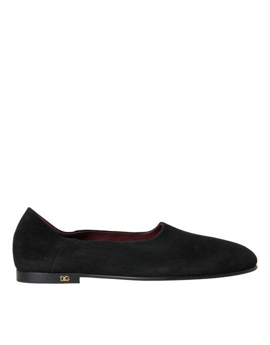 Dolce &amp; Gabbana Mocassins en daim noirs Robe formelle Chaussures à enfiler