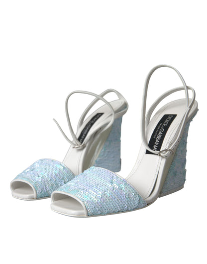 Dolce &amp; Gabbana Sandales à bride à la cheville à sequins bleu clair