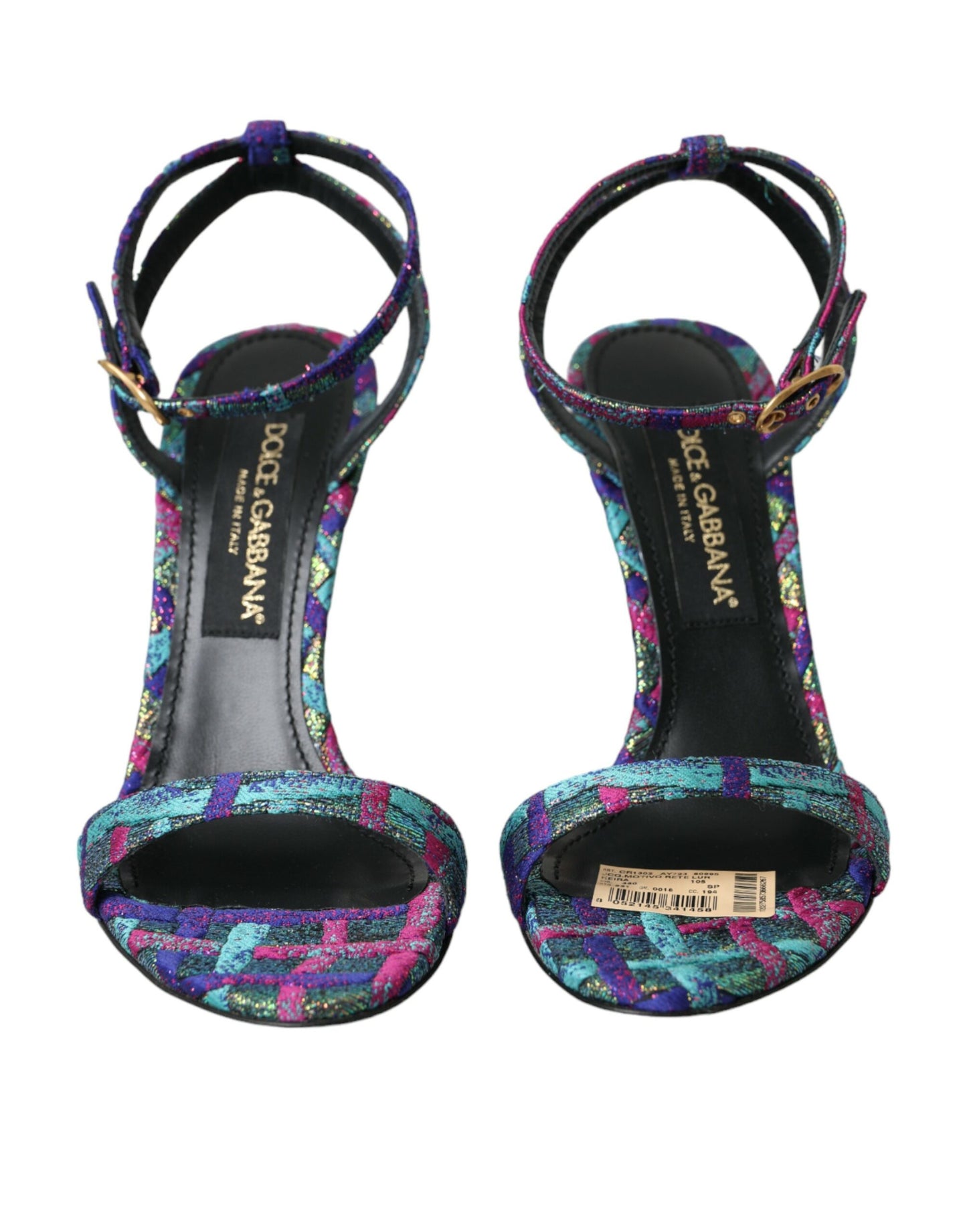 Dolce & Gabbana Multicolor Jacquard Crystals Sandals Shoes