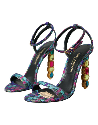 Dolce &amp; Gabbana Sandales à cristaux jacquard multicolores