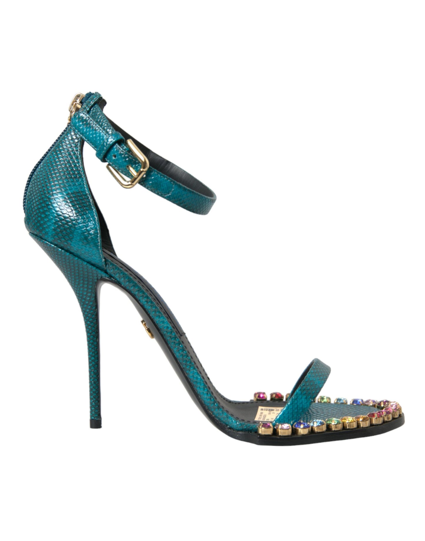 Chaussures sandales en cristal en cuir exotique bleu Dolce &amp; Gabbana