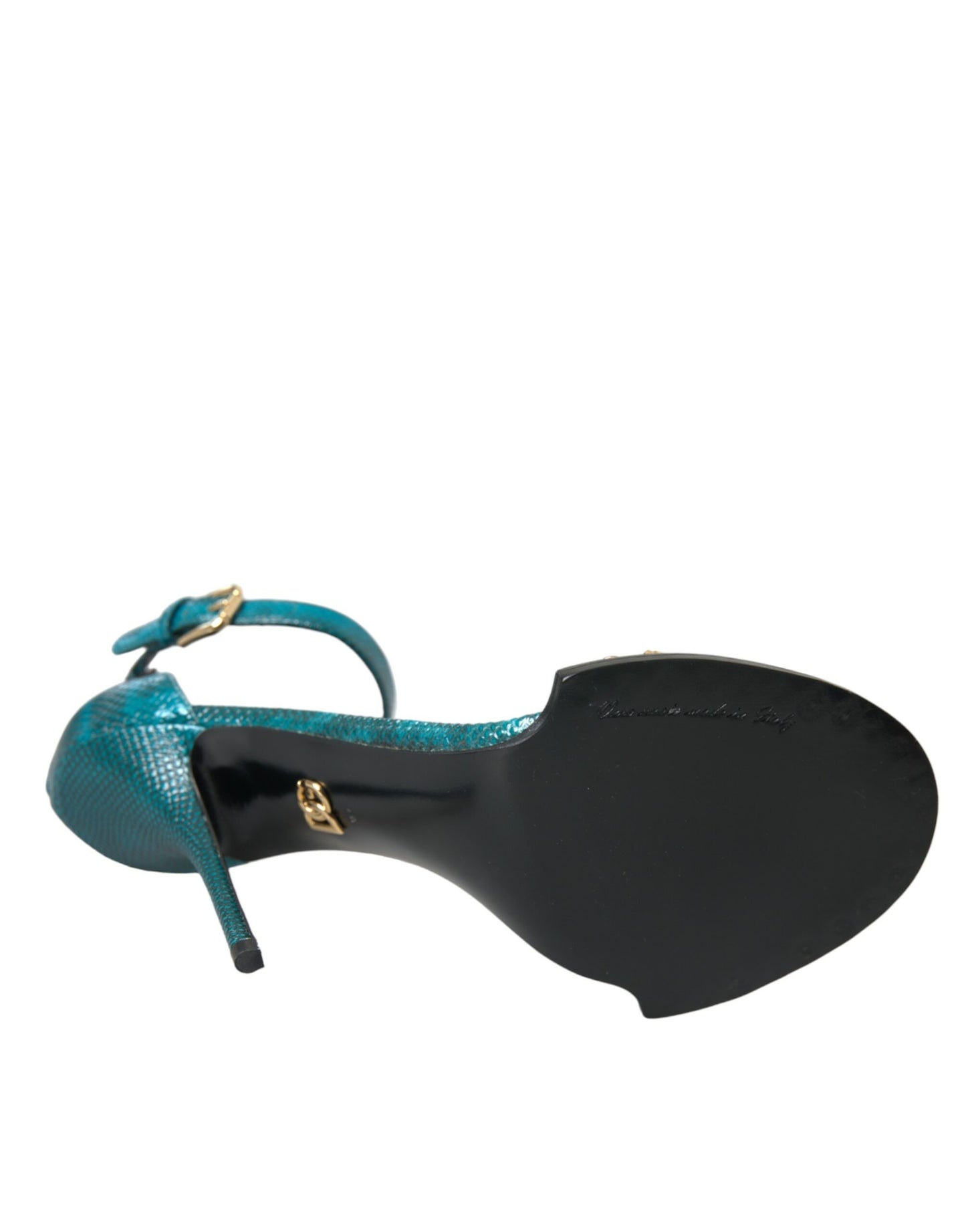 Chaussures sandales en cristal en cuir exotique bleu Dolce &amp; Gabbana