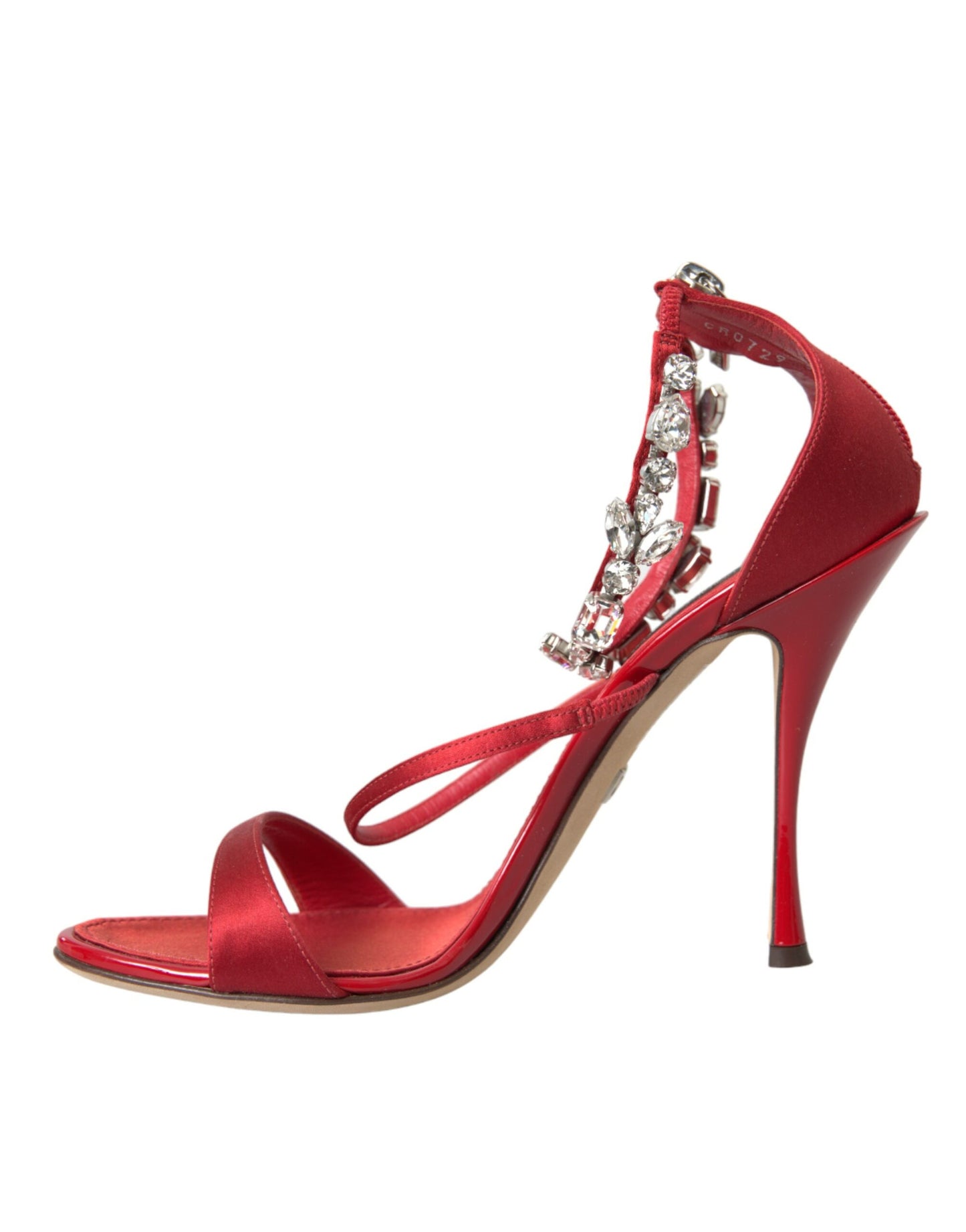 Dolce &amp; Gabbana Keira Sandales à cristaux de satin rouge Chaussures à talons