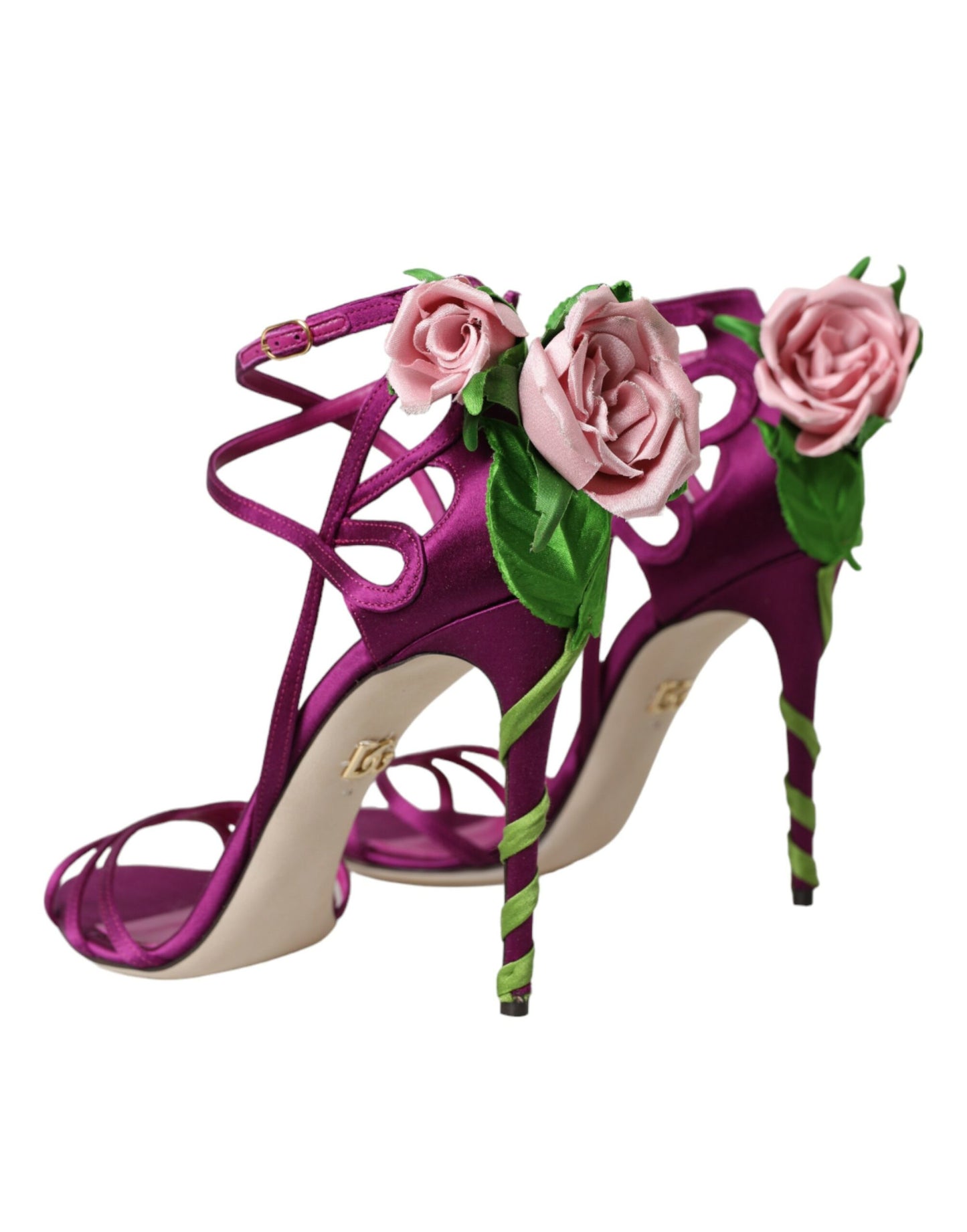 Dolce &amp; Gabbana Chaussures à talons en satin à fleurs violettes