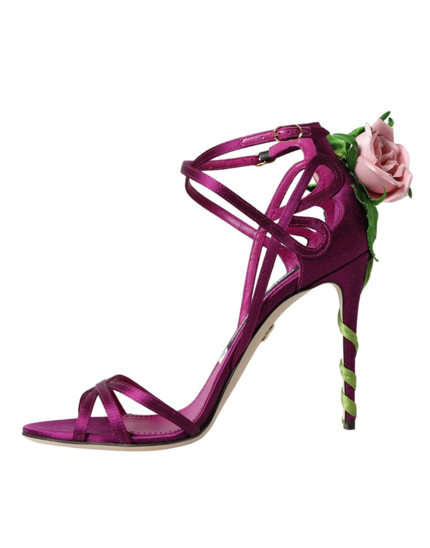 Dolce &amp; Gabbana Chaussures à talons en satin à fleurs violettes