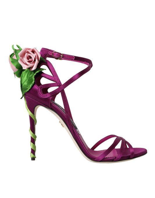 Dolce &amp; Gabbana Chaussures à talons en satin à fleurs violettes