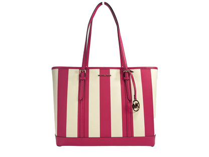 Michael kors jet set voyage grand tz épaule pvc sac fourre-tout sac à main rose