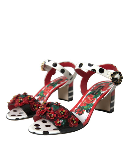 Dolce &amp; Gabbana Sandales en cuir à cristaux floraux multicolores