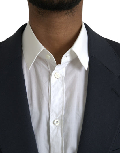 Dolce &amp; Gabbana Blazer à simple boutonnage en coton bleu foncé