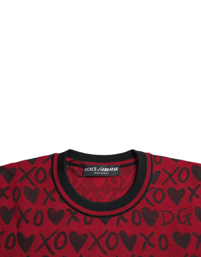 Dolce &amp; Gabbana Pull à col rond XOXO rouge noir