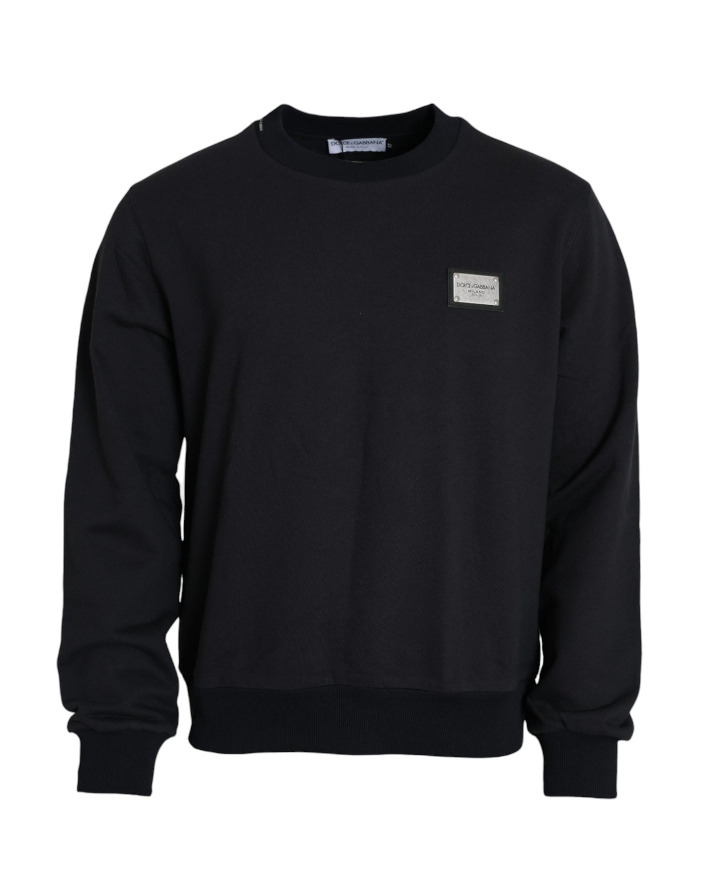 Dolce &amp; gabbana pull sweat-shirt à plaque logo en coton bleu foncé