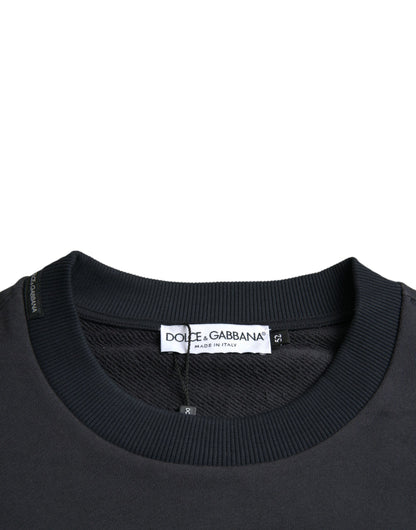 Dolce &amp; gabbana pull sweat-shirt à plaque logo en coton bleu foncé