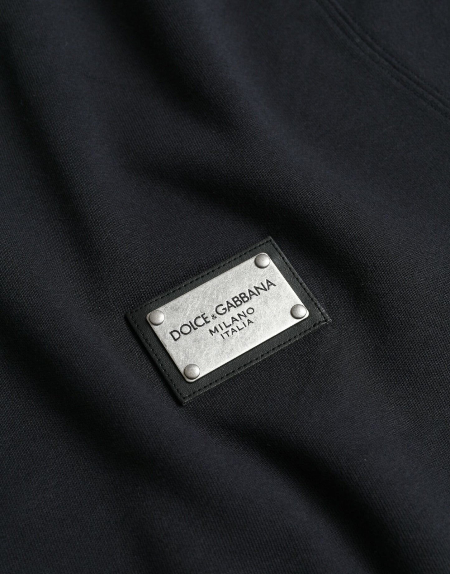 Dolce &amp; gabbana pull sweat-shirt à plaque logo en coton bleu foncé