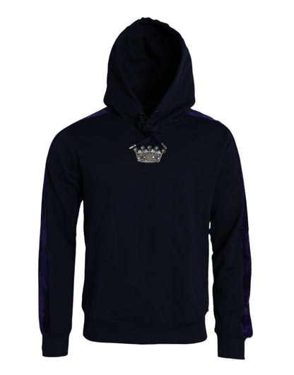 Dolce &amp; Gabbana Pull sweat à capuche en coton bleu foncé Crown