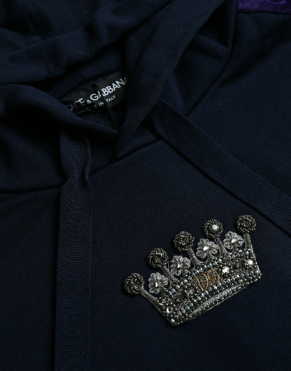 Dolce &amp; Gabbana Pull sweat à capuche en coton bleu foncé Crown