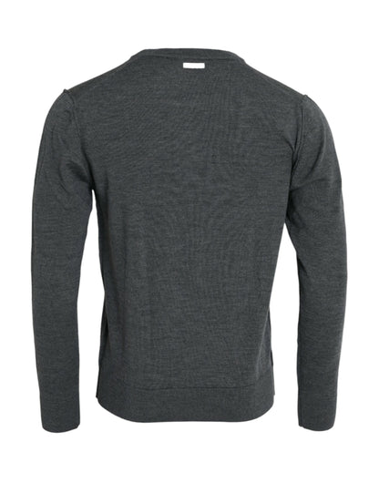 Dolce &amp; Gabbana Pull à col rond en laine gris foncé