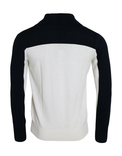 Dolce &amp; Gabbana Blanc Noir SICILIA Henley Chemise Pull Pull