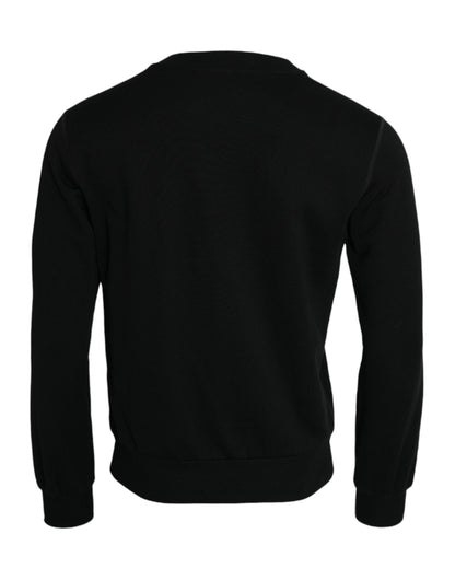 Dolce &amp; Gabbana Pull sweat-shirt à manches longues en coton noir