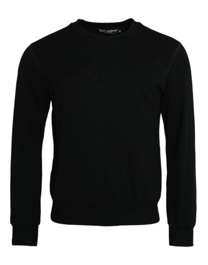 Dolce &amp; Gabbana Pull sweat-shirt à manches longues en coton noir