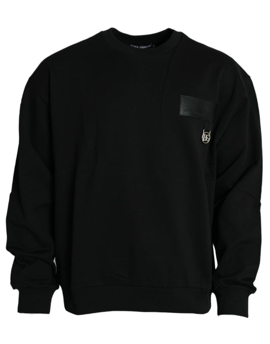 Dolce &amp; Gabbana Pull sweat-shirt à manches longues en coton avec logo noir