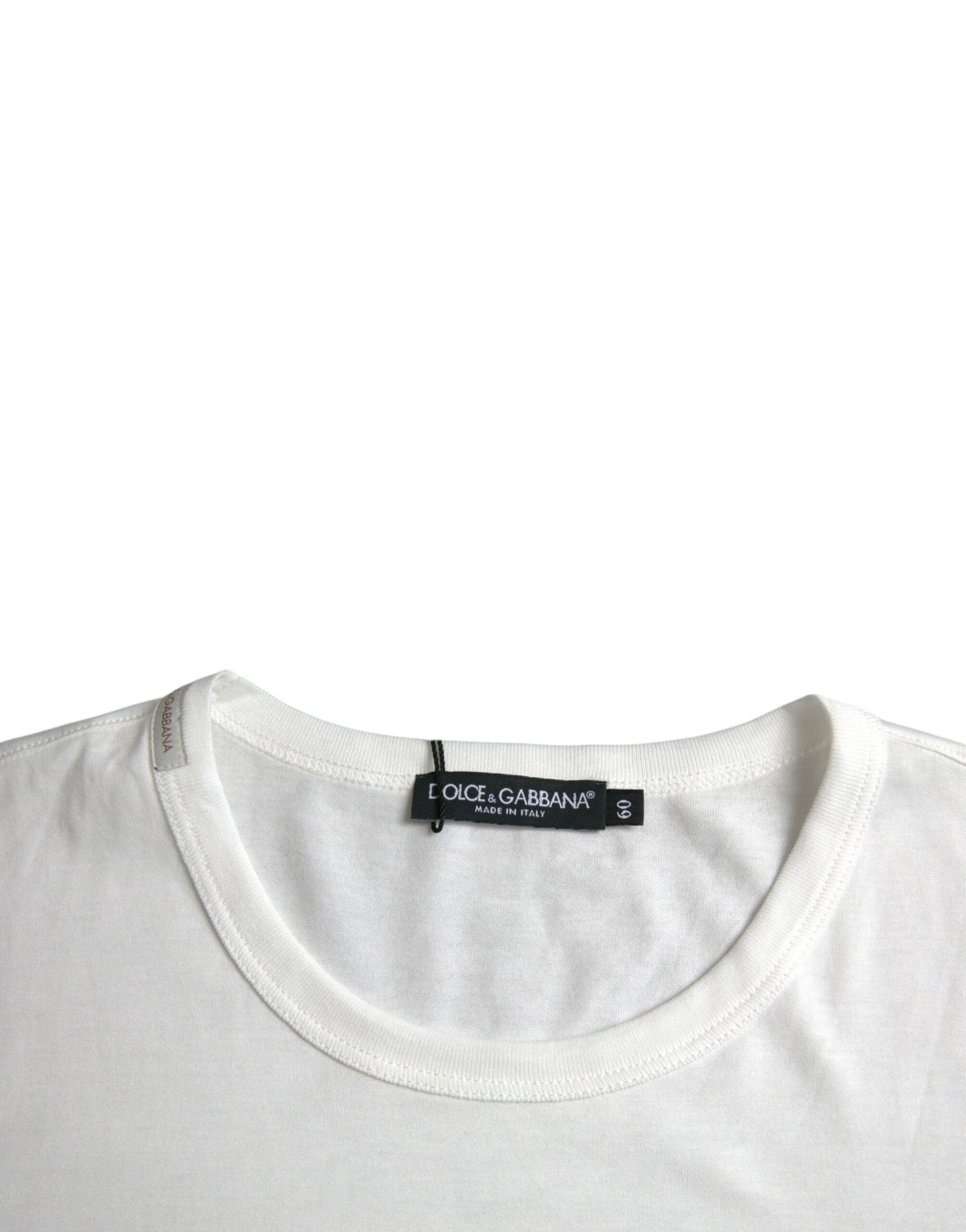 Dolce &amp; Gabbana T-shirt à col rond en coton gaufré avec logo blanc