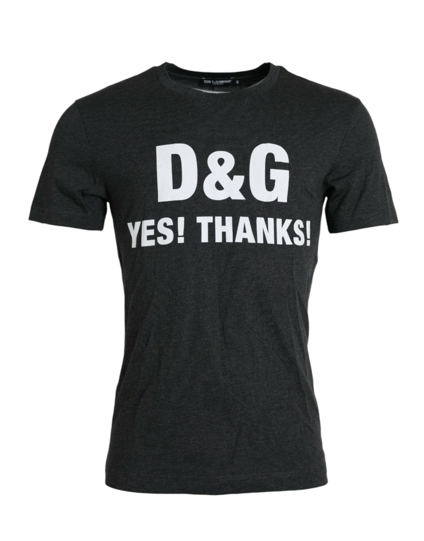 Dolce &amp; Gabbana T-shirt gris à manches courtes et col rond imprimé logo