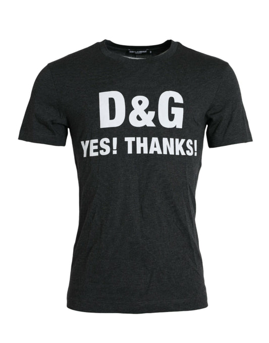 Dolce &amp; Gabbana T-shirt gris à manches courtes et col rond imprimé logo