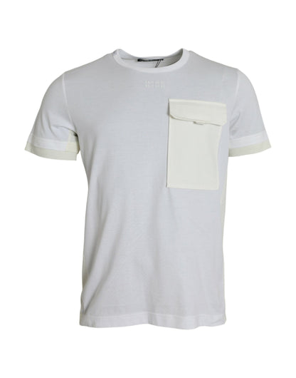 Dolce &amp; Gabbana T-shirt blanc à manches courtes avec poche en coton