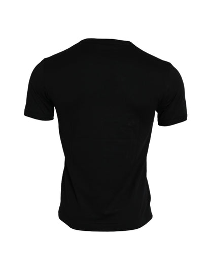 Dolce &amp; Gabbana T-shirt à col rond en coton noir #DGFamily