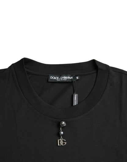 Dolce &amp; Gabbana T-shirt à col rond en coton orné noir