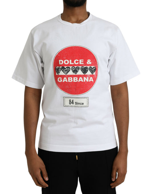 Dolce &amp; Gabbana T-shirt à manches courtes et col rond en coton blanc Amor Heart