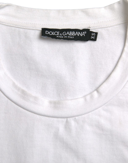 Dolce &amp; Gabbana T-shirt à manches courtes et col rond en coton blanc Amor Heart