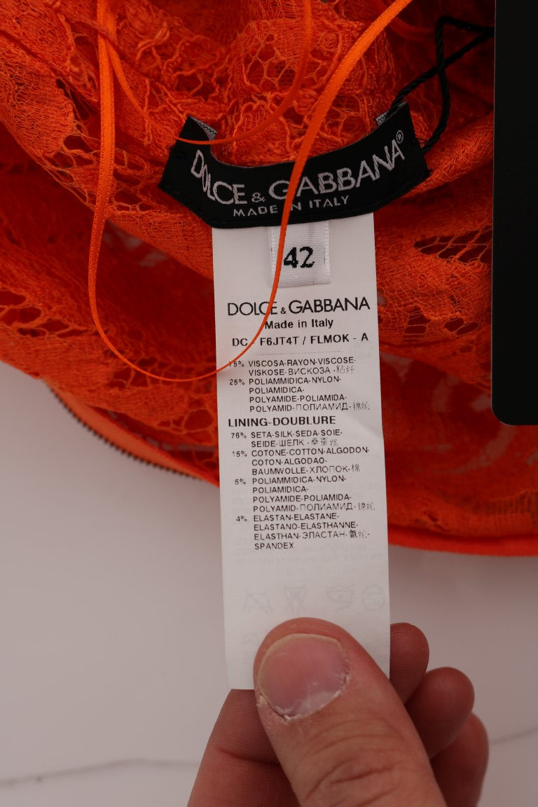 Dolce &amp; gabbana robe fourreau orange longue à manches longues