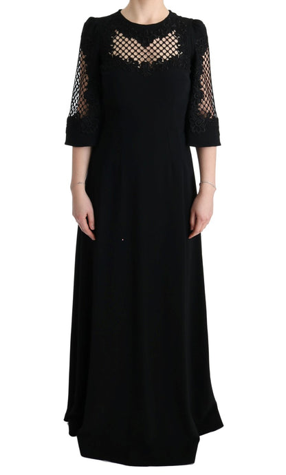 Dolce &amp; Gabbana - Robe longue noire à fleurs