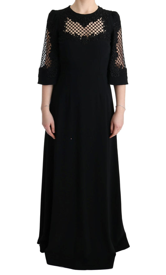 Dolce &amp; Gabbana - Robe longue noire à fleurs