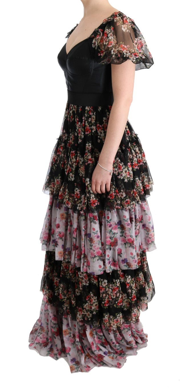 Robe droite à fleurs Dolce &amp; gabbana en soie mélangée multicolore