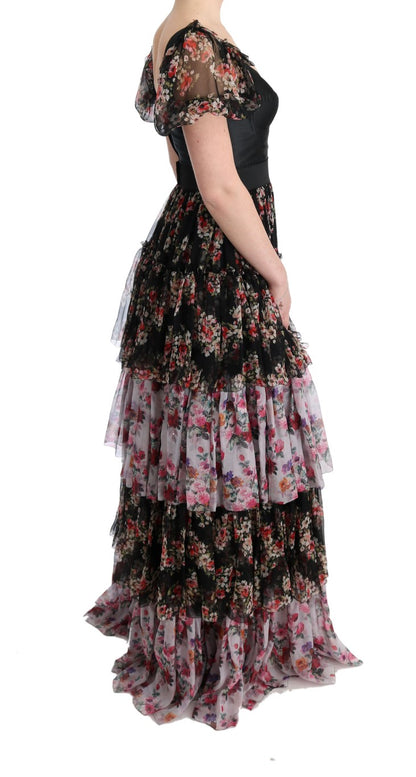 Robe droite à fleurs Dolce &amp; gabbana en soie mélangée multicolore