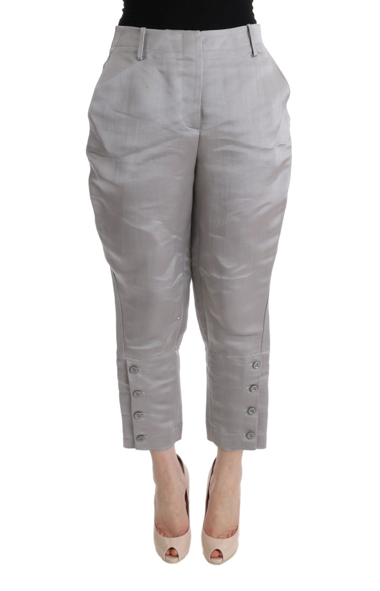 Ermanno scervino pantalon raccourci en soie gris