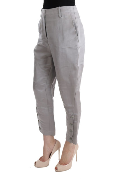 Ermanno scervino pantalon raccourci en soie gris