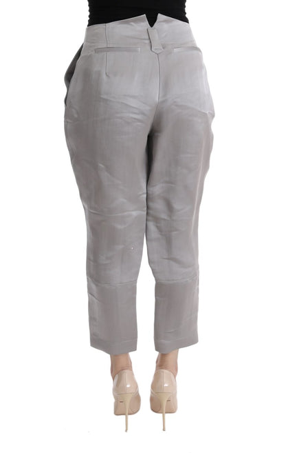 Ermanno scervino pantalon raccourci en soie gris