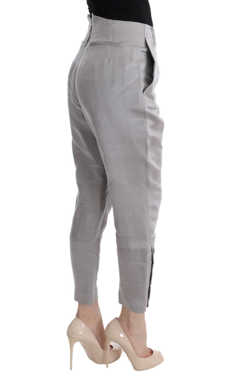 Ermanno scervino pantalon raccourci en soie gris