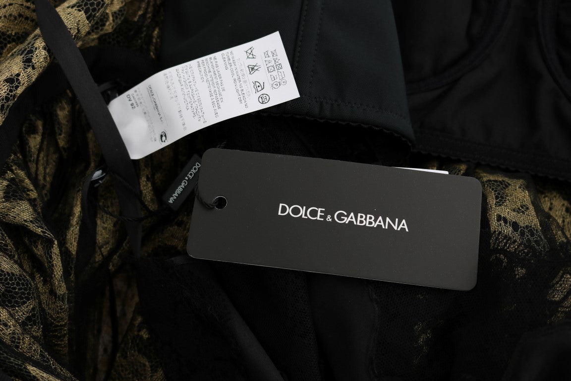 Dolce &amp; Gabbana - Robe droite longue en dentelle tournesol et cristaux