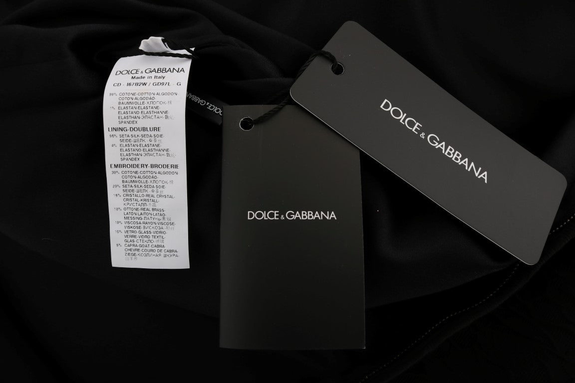 Dolce &amp; gabbana mini-robe stretch noire à cristaux