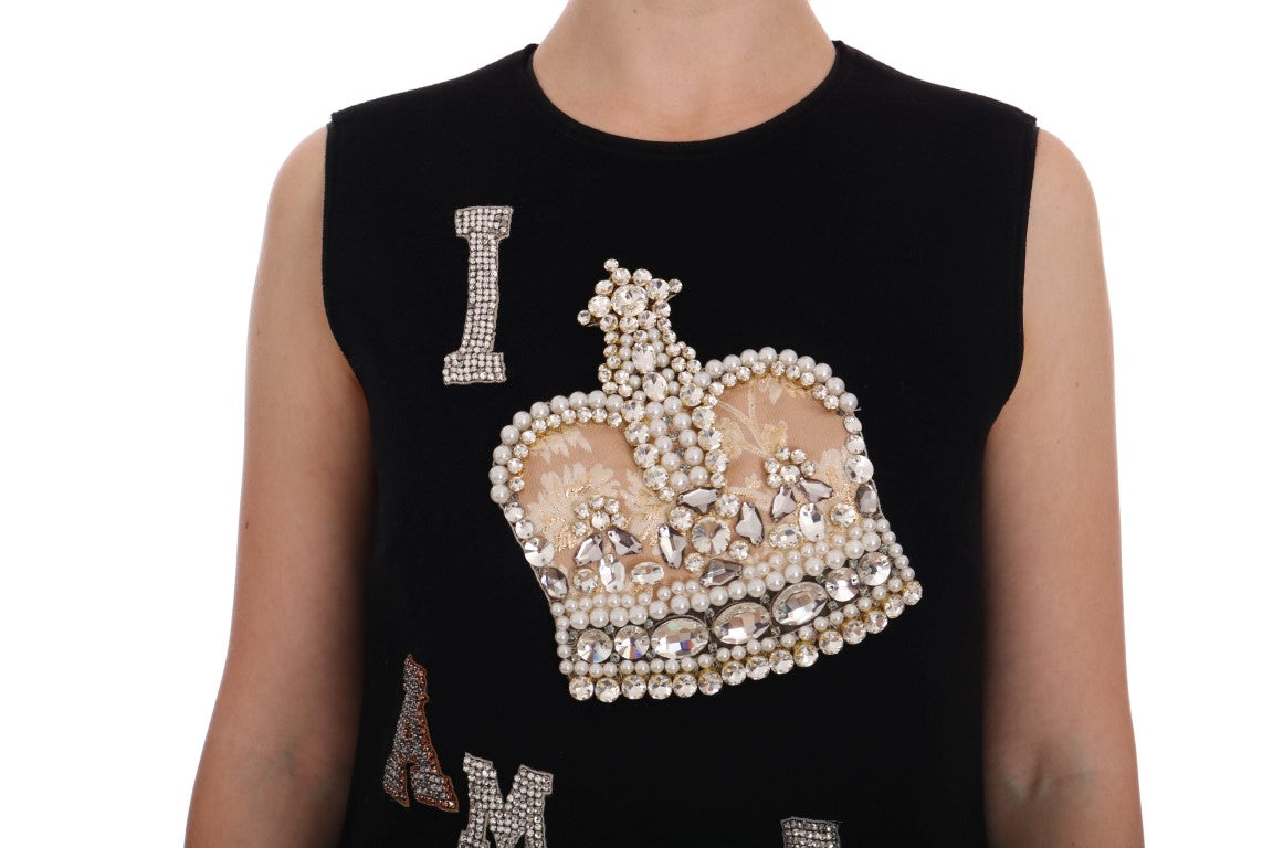 Robe princesse en laine noire avec cristaux Dolce &amp; Gabbana