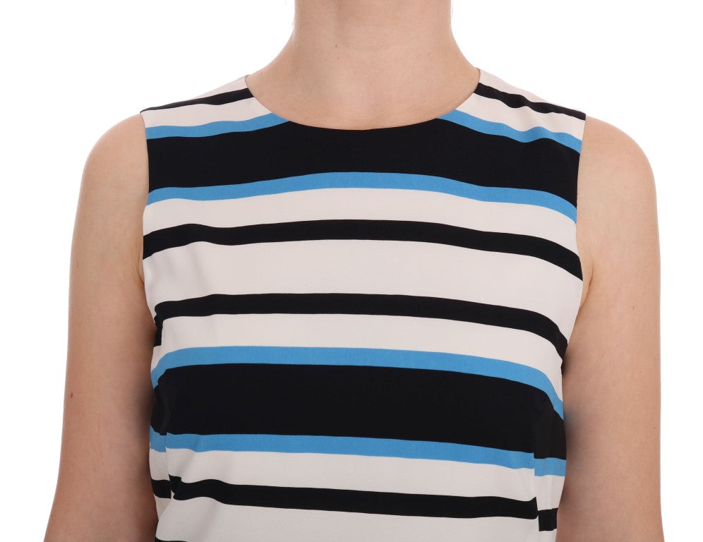 Dolce & Gabbana Elegant Sleeveless Striped Silk Shift Dress