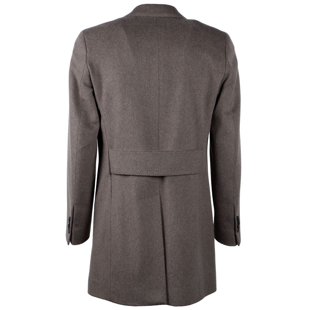 Manteau marron élégant en laine vierge pour homme fabriqué en Italie