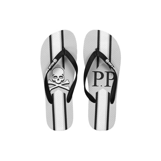 Tongs Philipp Plein Chic grises à imprimé logo