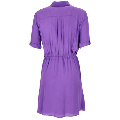 Patrizia Pepe Chic - Robe chemise évasée violette à manches courtes