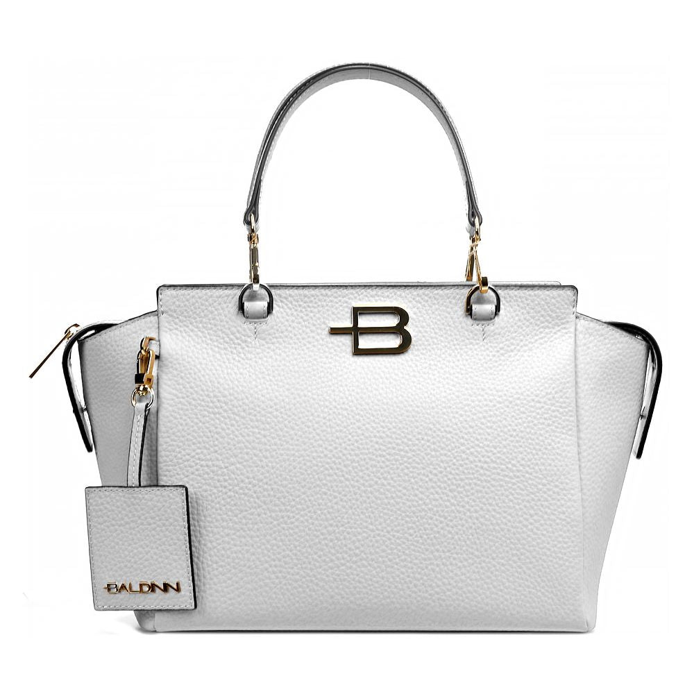 Baldinini Trend Elegante bolso de mano de piel de becerro texturizada blanca